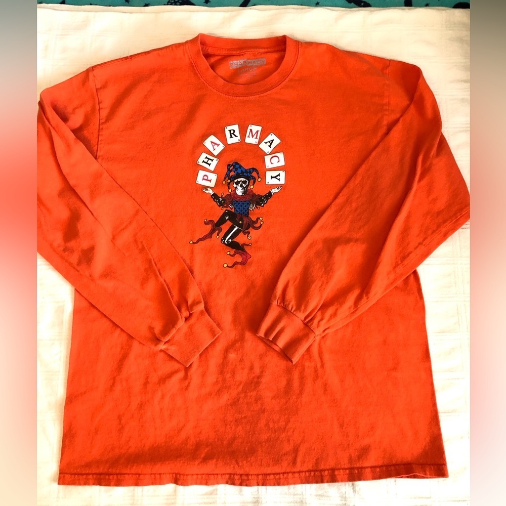 Pharmacy Skate Shop Long sleeve orange t-shirt Mens Large
